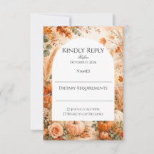 Elegante Herbst-Hochzeitskarte mit Kürbissen