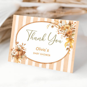 Elegante Herbst-Kürbis-Baby-Shower-Dankeskarten Dankeskarte