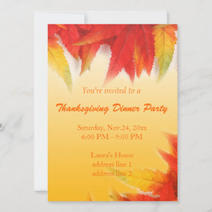 Elegante Herbst-Lese-Blätter zum Thanksgiving-Dinn Einladung