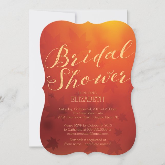 Elegante Herbst Ombre Bridal Dusche Einladung (Vorderseite)