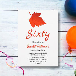 Elegante Herbst Rote Blätter Boho Fall 60. Geburts Einladung