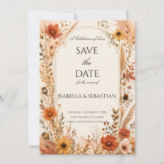 Elegante Herbst-Wildblume Save The Date