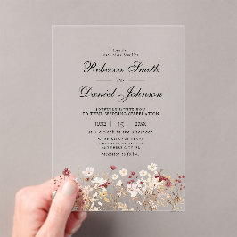 Elegante Herbst-Wildblumen Blumenhochzeit Acryleinladungen