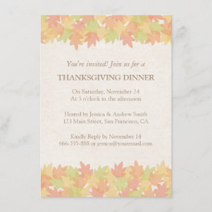 Elegante Herbstblätter Einladungen zum Thanksgivin