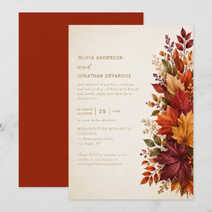Elegante Herbstblätter-Empfangs-Only-Hochzeit   Einladung