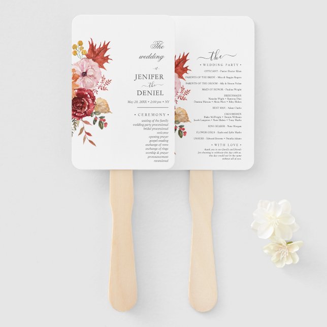 Elegante Herbstblätter Herbsthochzeit  Fächer (Vorne und Hinten)