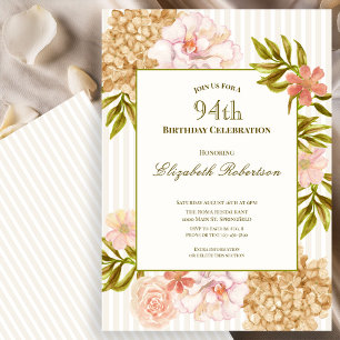 Elegante Herbstblumen 94. Geburtstagseinladung Einladung