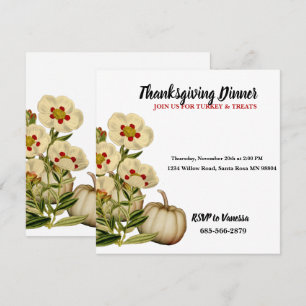 Elegante Herbstblumen fallen Erntedank-Kürbis Einladung