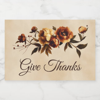 Elegante Herbstblumen Floral Danksagen Lebensmitteletikett
