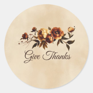Elegante Herbstblumen Floral Danksagen Runder Aufkleber