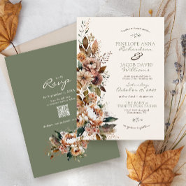 Elegante Herbstblumen in Salbeigrün Boho-Herbsthoc Einladung