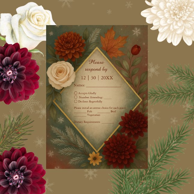 elegante Herbstblumenhochzeit RSVP Karte (Von Creator hochgeladen)