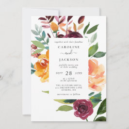 Elegante Herbstblütenhochzeit Einladung