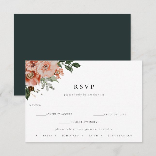 Elegante Herbstblütenwahl RSVP Karte (Vorne/Hinten)