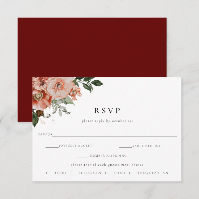 Elegante Herbstblütenwahl RSVP Karte (Vorne/Hinten)