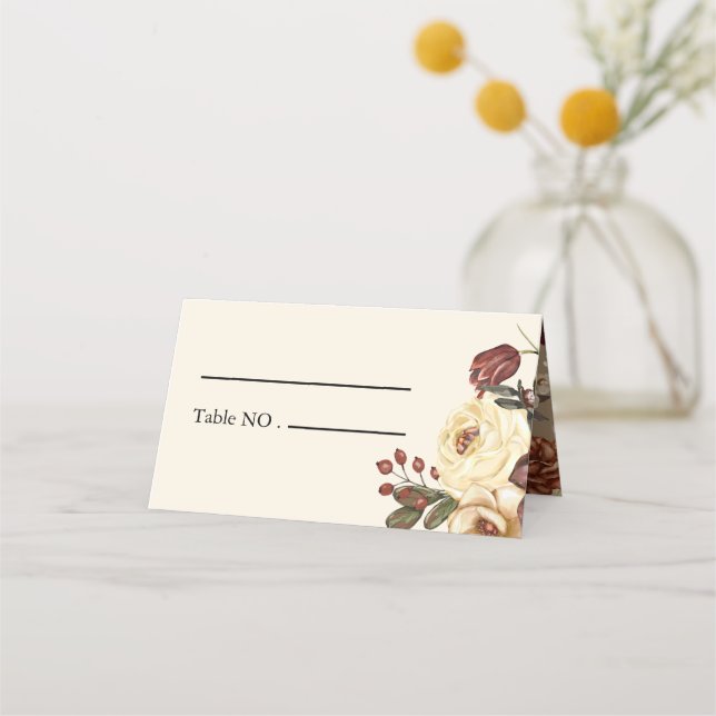 Elegante Herbstfall-Floral Hochzeit-Platzkarte Platzkarte (Vorderseite)