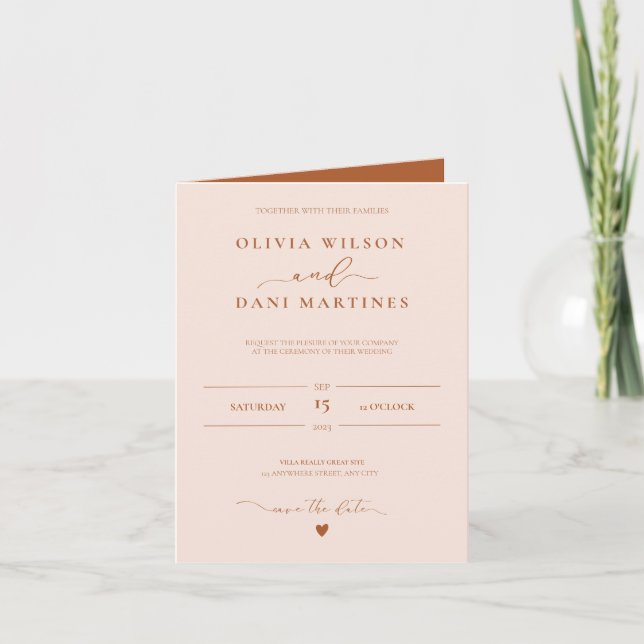 Elegante Herbstfarbenhochzeit Einladung (Vorderseite)