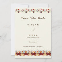 Elegante Herbstflorallinie Save the Date Karte