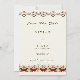 Elegante Herbstflorallinie Save the Date Karte