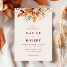 Elegante Herbstfoliage Weiche Wasserfarben-Hochzei
