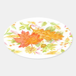 Elegante Herbstkleber Ovaler Aufkleber