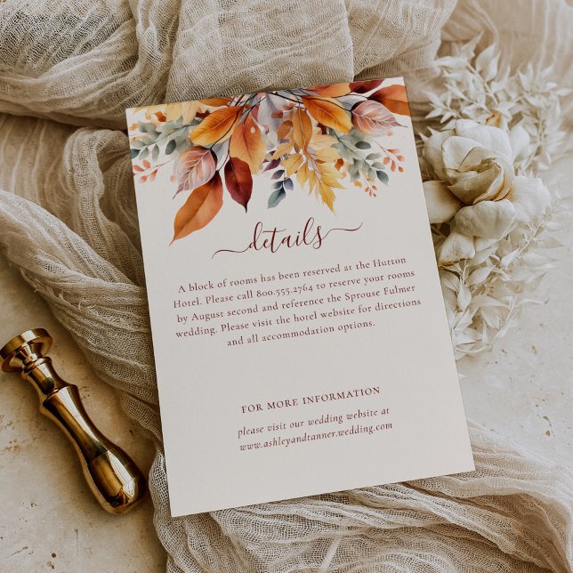 Elegante Herbstlaub Details zur Herbsthochzeit Begleitkarte (Von Creator hochgeladen)
