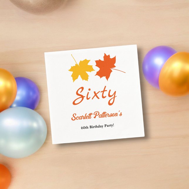 Elegante Herbstlaub Herbst Blüte 60. Geburtstag Serviette (Von Creator hochgeladen)