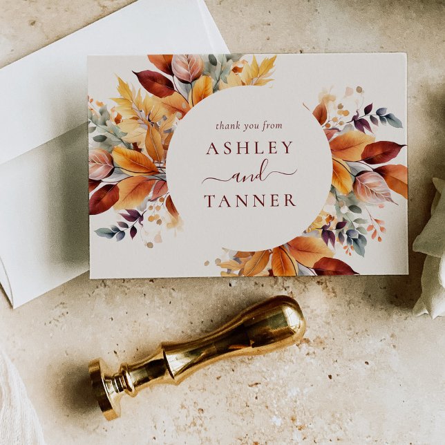Elegante Herbstlaub Herbsthochzeit Dankeskarte (Von Creator hochgeladen)