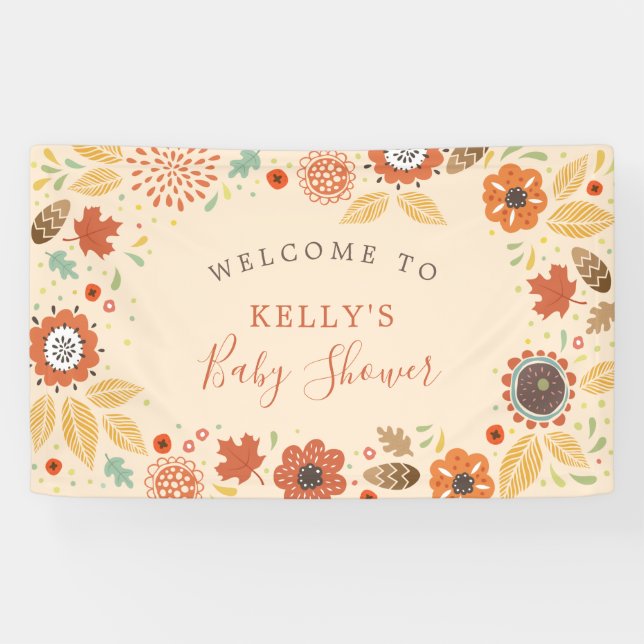 Elegante Herbstlaub Kinderdusche Banner (Horizontal)