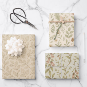 Elegante Herbstlaube   Boho Minimalistisch Farmhou Geschenkpapier Set