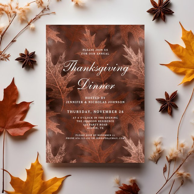 Elegante Herbstlaube Erntedank Dinner Einladung (Elegant Fall Leaves Thanksgiving Dinner Invitation)