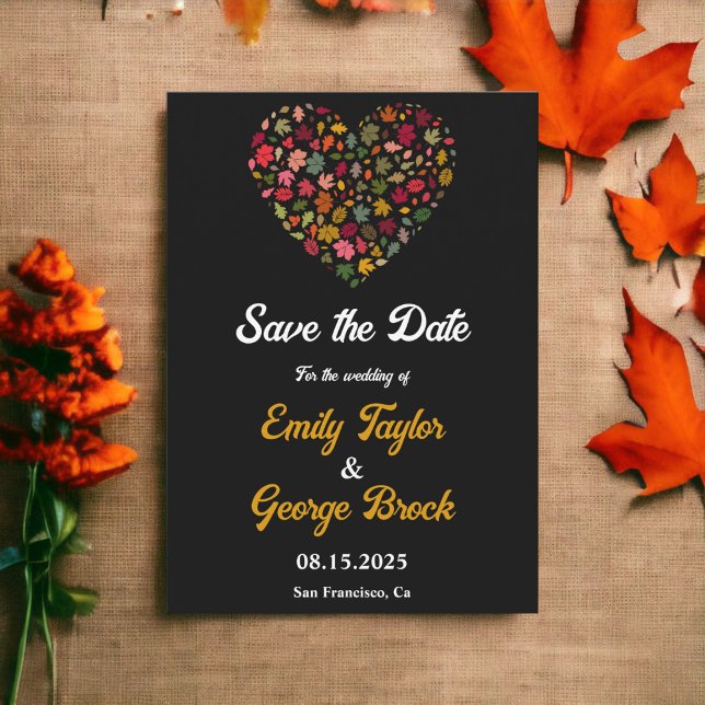Elegante Herbstlaube Herzblütenhochzeit Save The Date (Von Creator hochgeladen)