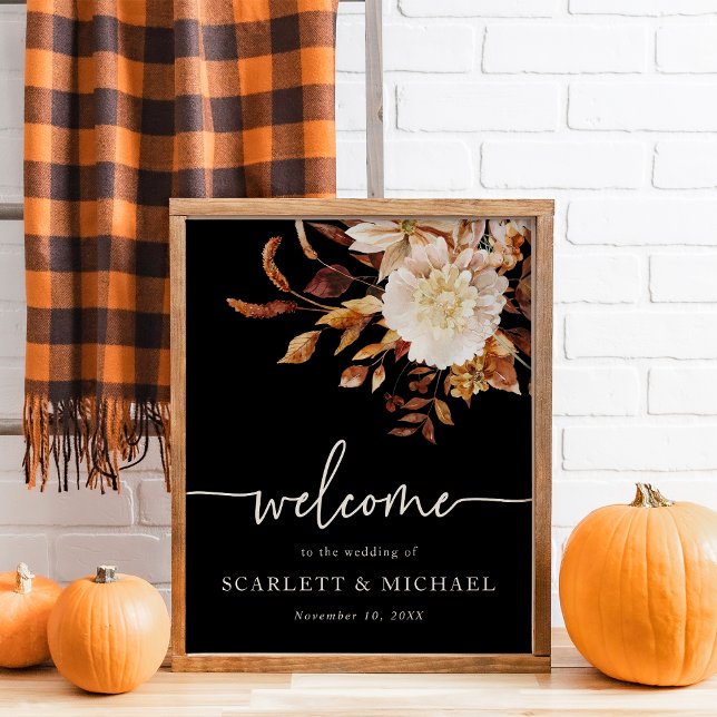 Elegante Herbstlaube Hochzeit Poster (Elegant Fall Leaves Wedding Poster
)