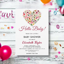 Elegante Herbstlaube Romantische Herzbabydusche Einladung