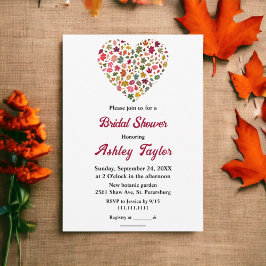 Elegante Herbstlaube Romantisches Herz-Brautparty Einladung