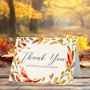 Elegante Herbstleaf Hochzeit Personalisiert Dankeskarte