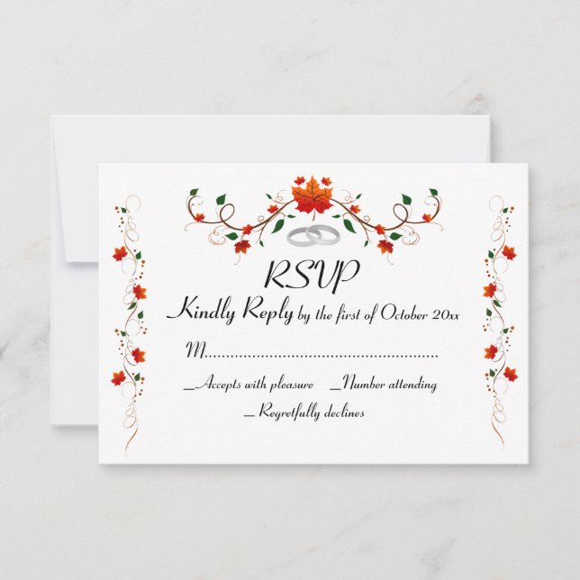 Elegante Herbstleaves Hochzeit RSVP Karte (Vorderseite)
