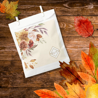 Elegante herbstliche Aquarell-Blumenhochzeit Geschenktütchen