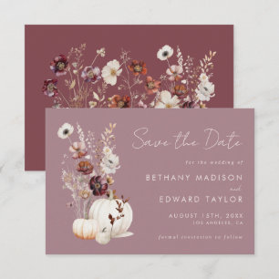 Elegante herbstliche Blumenkürbis-Hochzeit Save The Date