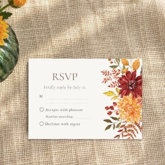 Elegante herbstliche Garten-Wasserfarben-Blumen-Ho RSVP Karte