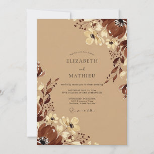 Elegante herbstliche Hochzeit in Tan Einladung