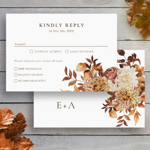 Elegante herbstliche Hochzeit mit floralen Motiven RSVP Karte