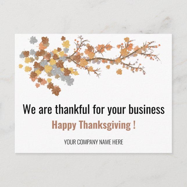  Elegante Herbstmaple Blätter Business Erntedank Postkarte (Vorderseite)