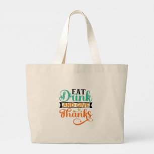 Elegante Herbsttypografie - Essen, Trinken & Danke Jumbo Stoffbeutel
