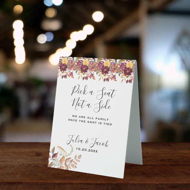 Elegante Herbstwoche Tischaufsteller (Elegant Autumn Watercolor Floral Wedding Party Supplies)