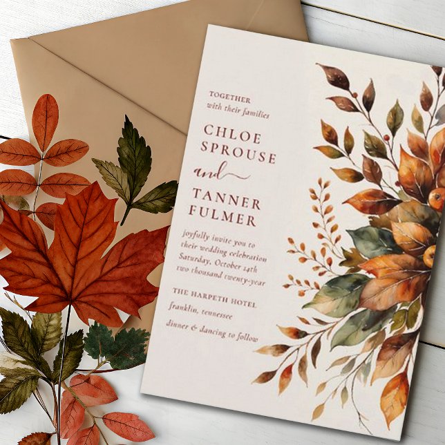 Elegante Herbstwoche Wasserfarben Blumenhochzeit Einladung (Von Creator hochgeladen)