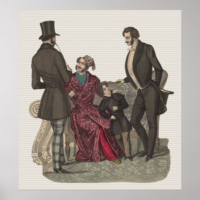 Elegante Herren aus der Biedermeier-Zeit Poster (Vorne)