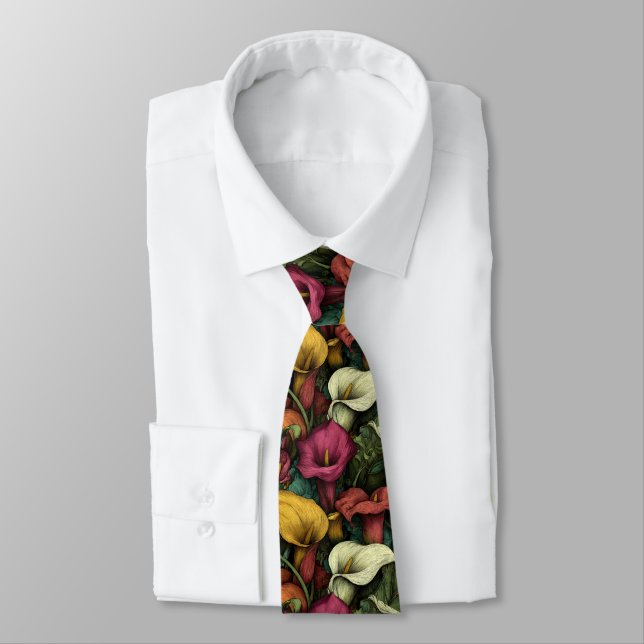 Elegante Herrenaccessoires Calla-Lilien-Blume Krawatte (Gebunden)