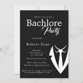 Elegante Herrenparty - Einladung im schwarzen Anzu