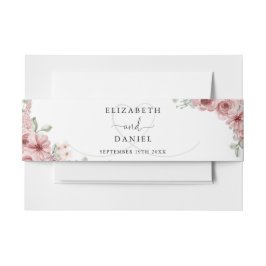 Elegante Herz-Rose Blumenhochzeit Einladungsbanderole